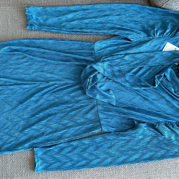 Glamorous Turquoise Textured High-Neck Mini Dress Size US 8 - Picture 12 of 16